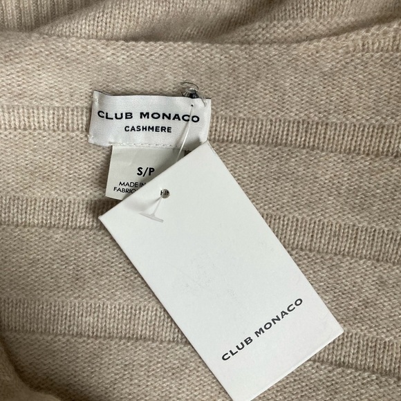 Club Monaco Cashmere Cardigan Sweater NWT Ribbed Bell Sleeves in Creamy Beige - Picture 8 of 11